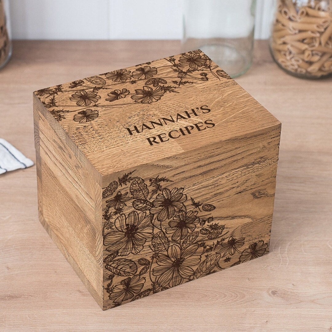 Recipe Box With Dividers and Cards Custom Wooden Gift - Etsy