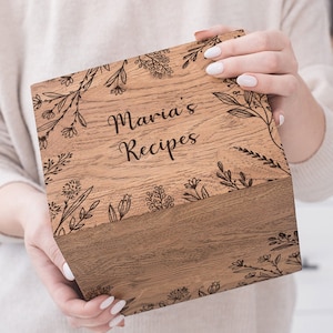 Scatola di ricette 4x6 Schede Divisori in legno Regalo personalizzato per la festa della mamma