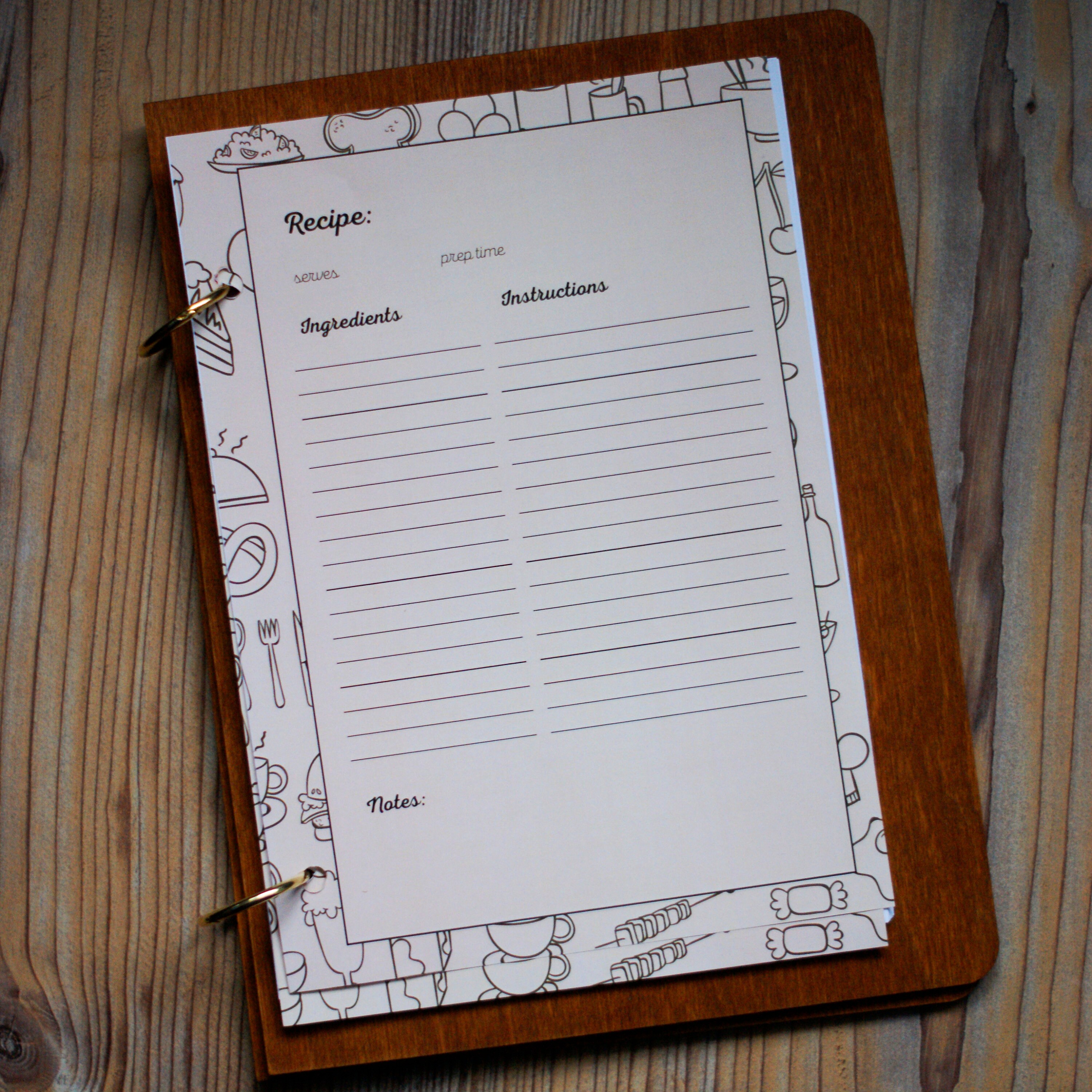 Custom recipe binder gift for her mom Cookbook Wooden Etsy