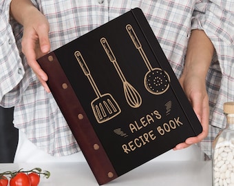 Hölzernes personalisiertes Rezeptbuch-binder-Kochbuch-Journal, zum in eigenen Rezepten zu schreiben