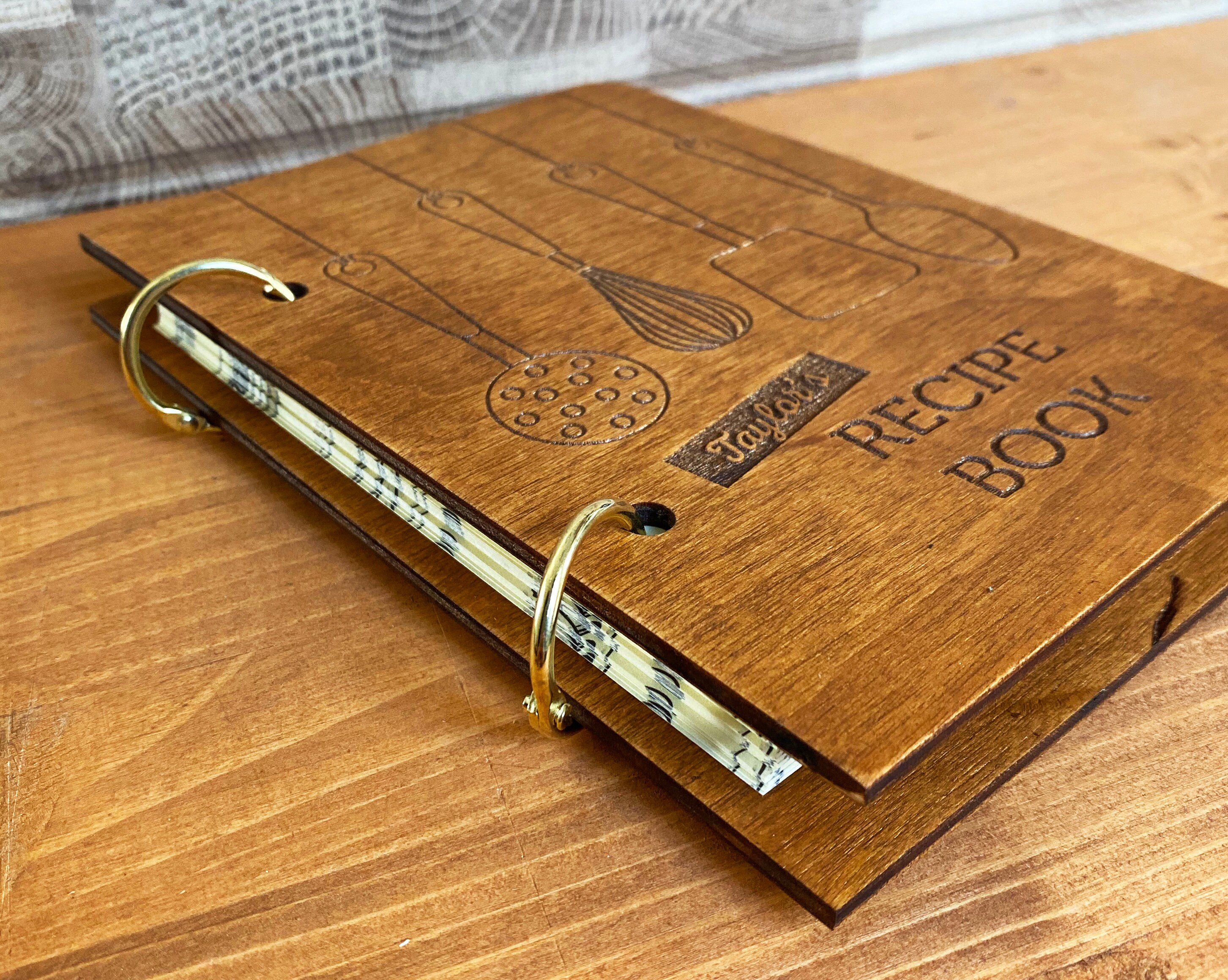 Custom recipe binder gift for her mom Cookbook Wooden Etsy