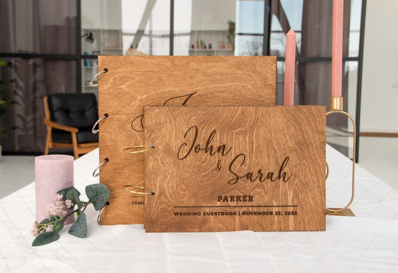 Wooden Guest Book for Wedding Instax Polaroid Album Anniversary Gift for Couple image 8