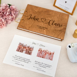 Wooden Guest Book for Wedding Instax Polaroid Album Anniversary Gift for Couple image 2