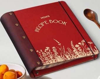 Blank Recipe Book, Wooden CookBook, Custom Family Recipe Binder, Blank Recipes Journal