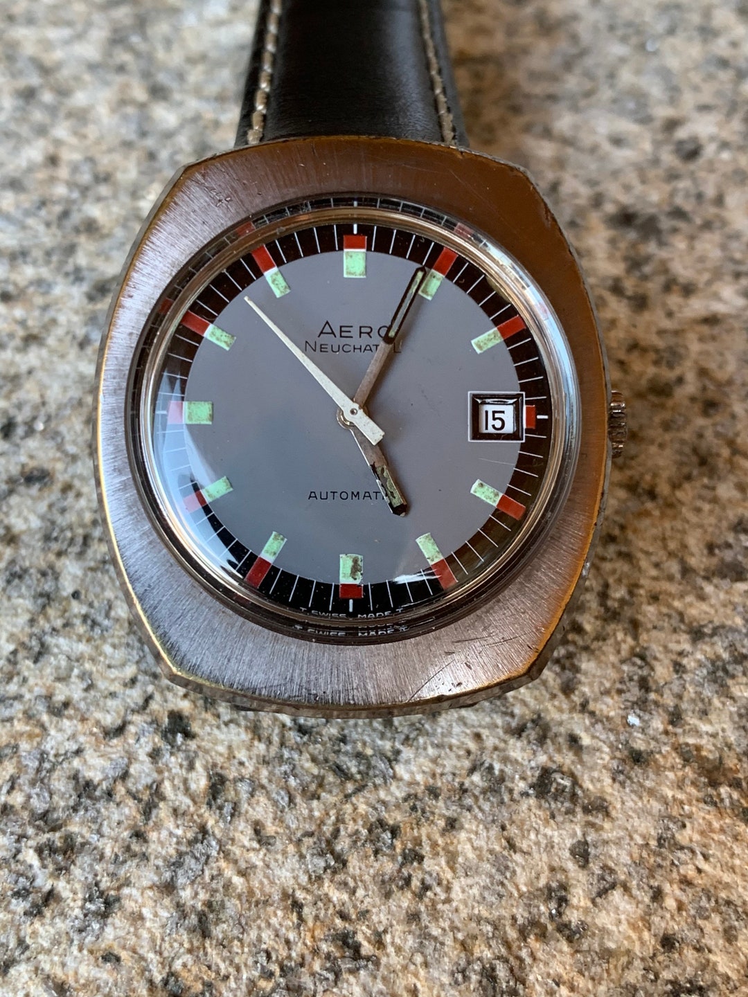Aero Neuchatel Automatic Vintage Mens Watch Etsy