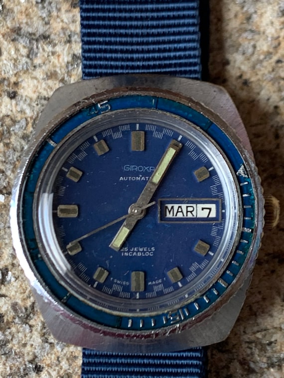 Giroxa Automatic Day Date 25 Jewels – Vintage Diver Men's Watch - Etsy
