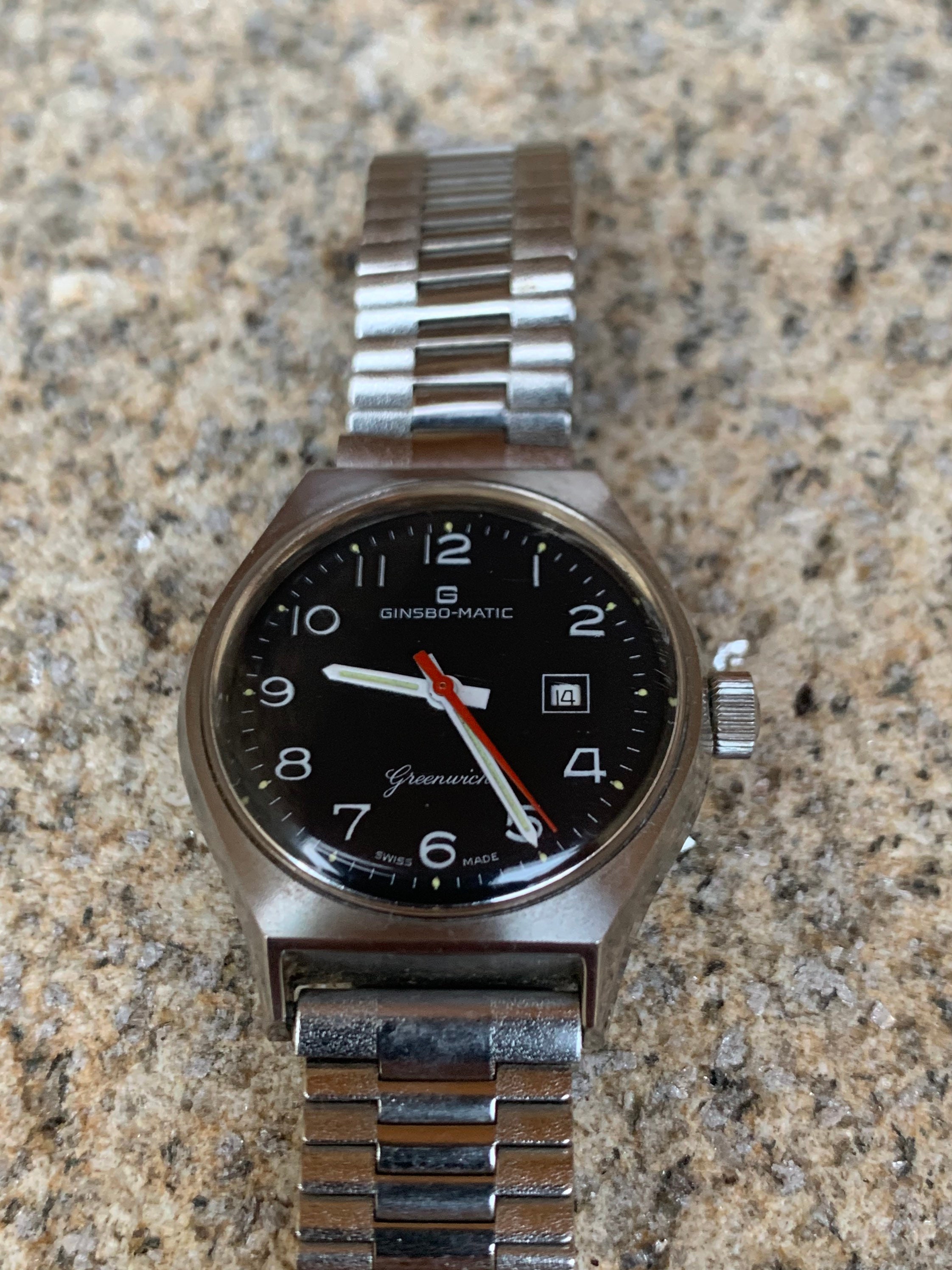 希少! GINSBO-MATIC SWISS 沿岸警備隊メンズウォッチ。 希少! GINSBO-MATIC SWISS 沿岸警備隊メンズウォッチ