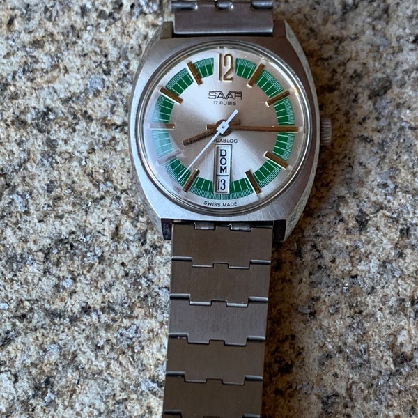 Savar Automatic Jumbo in Green Day Date – Montre vintage pour homme