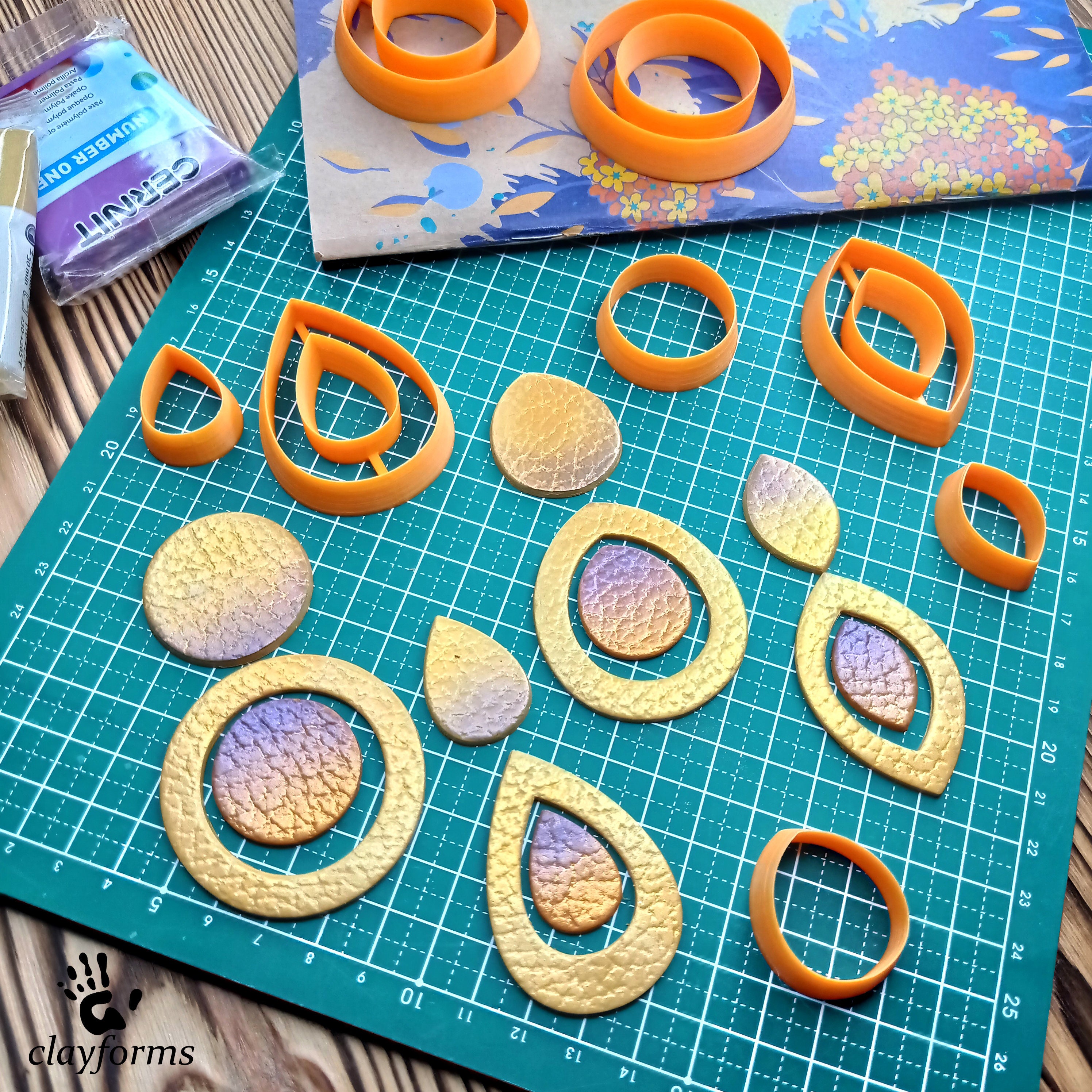 Polymer clay cutters. Sets of shapes with a hole. Etsy