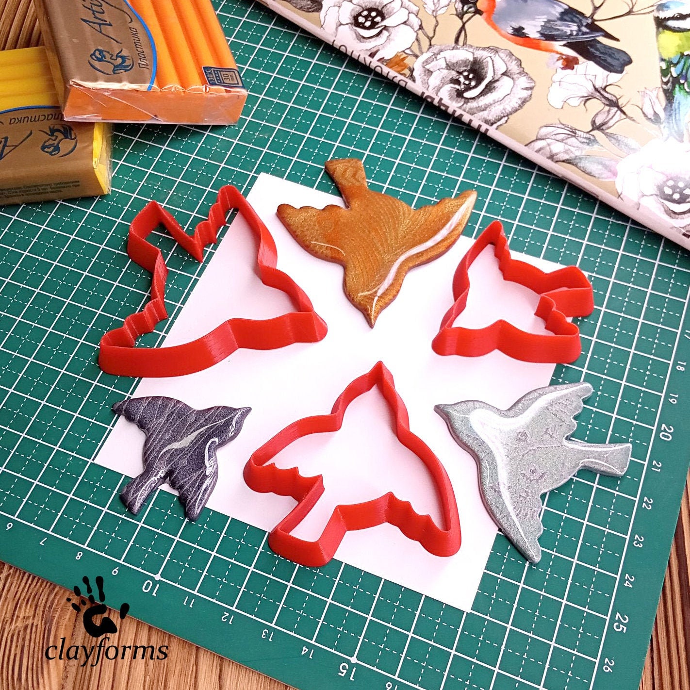 Polymer clay cutters. Bird cutters. Clay Cutters. Clay Cutter Etsy