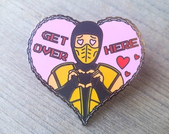 Kawaii Scorpion Heart Enamel Pin - Lapel Pin - Hard Pin - Gift - Anniversary - Valentine - Mortal Kombat - Video Game - Ita Bag Accessory