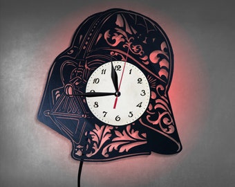 Star Wars, Darth Vader Clock, Nightlight, Vinyl Record Clock, Wall Art Vinyl Clock, Valentines day gift, Darth Vader, Star Wars Gift