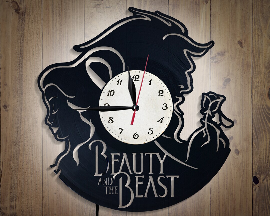 Disney Vinyl Clock, Beauty and the Beast, Nursery Decor, Room Decor