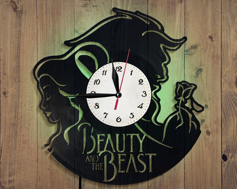 Disney Vinyl Clock Beauty and the Beast Nursery Decor Room Etsy