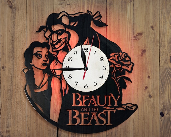 Disney Beauty and the Beast Rose Vinyl Record Wall Clock Xmas Gift Decor Items 