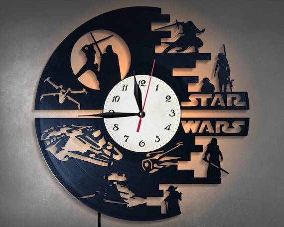 Star Wars Clock Wall Decor Print Vinyl Uk - Star Wars Vinyl Record Clock Home Decor Art