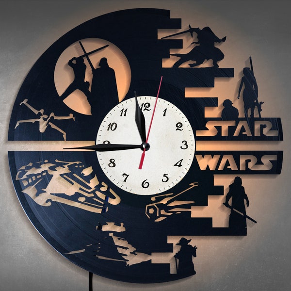 Star Wars Clock, Star Wars Wall Decor, Star Wars Print, Vinyl Records Wall Clock, Wall Decor, Gift Idea, Star Wars Home Decor, Housewarming