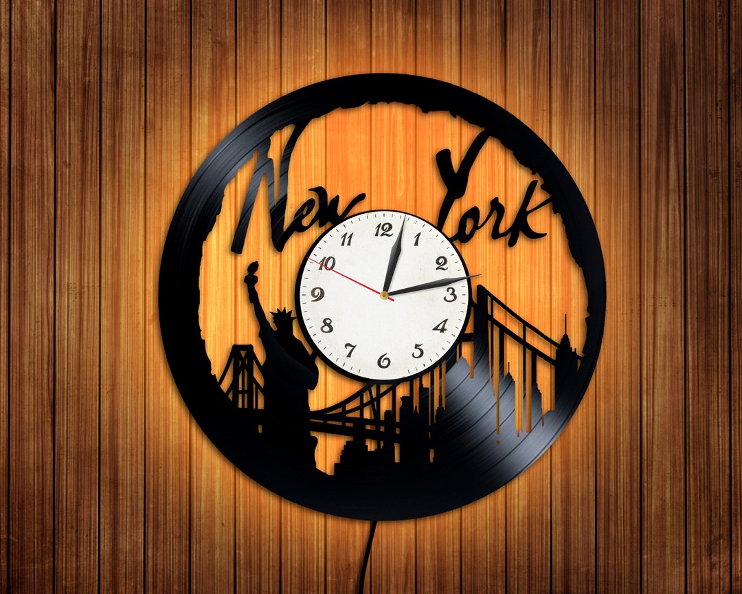 New York Vinyl Record Wall Clock, New York City, New York Art, Vinyl