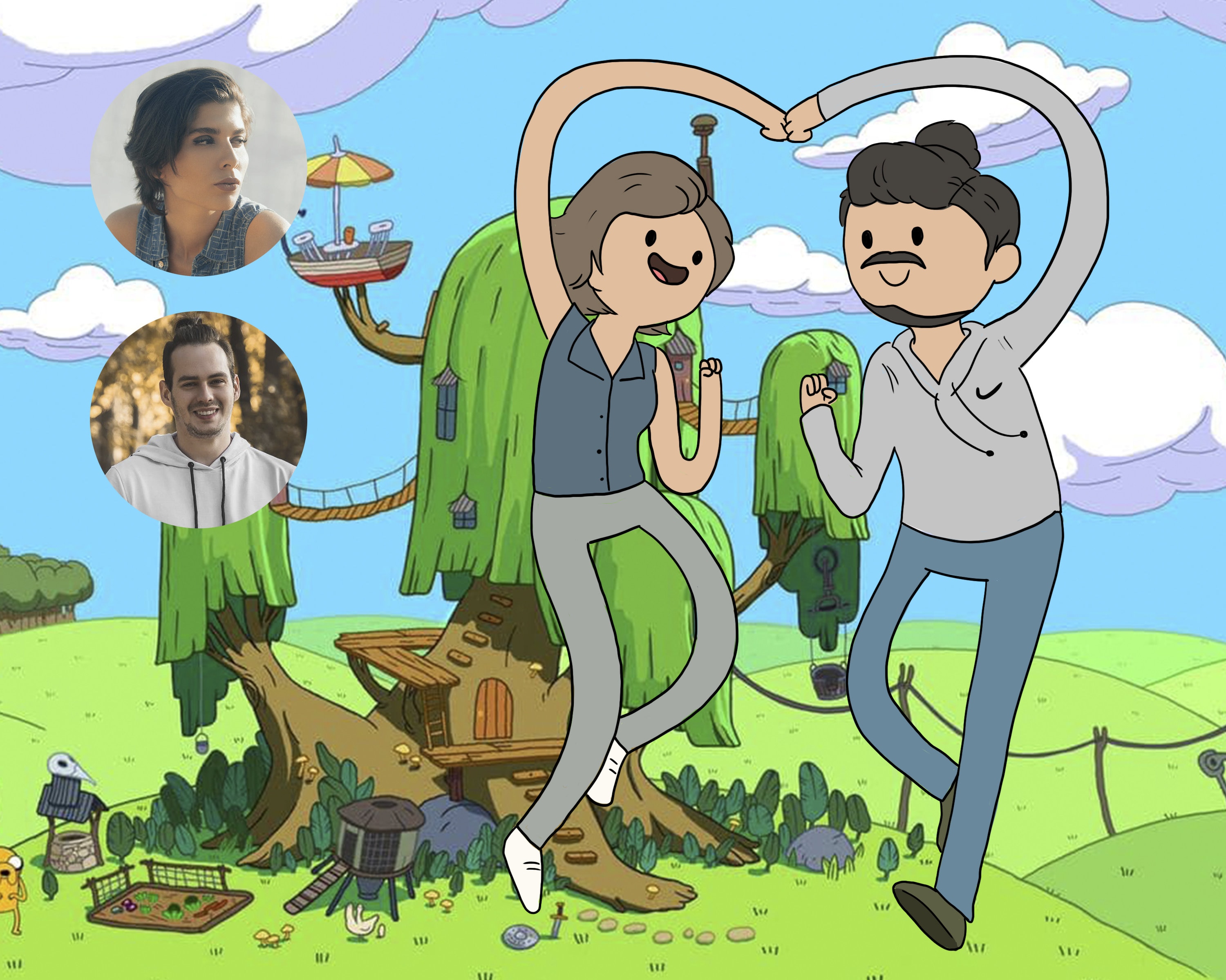 Adventure Time Style Adventure Time Custom Portrait Family Etsy