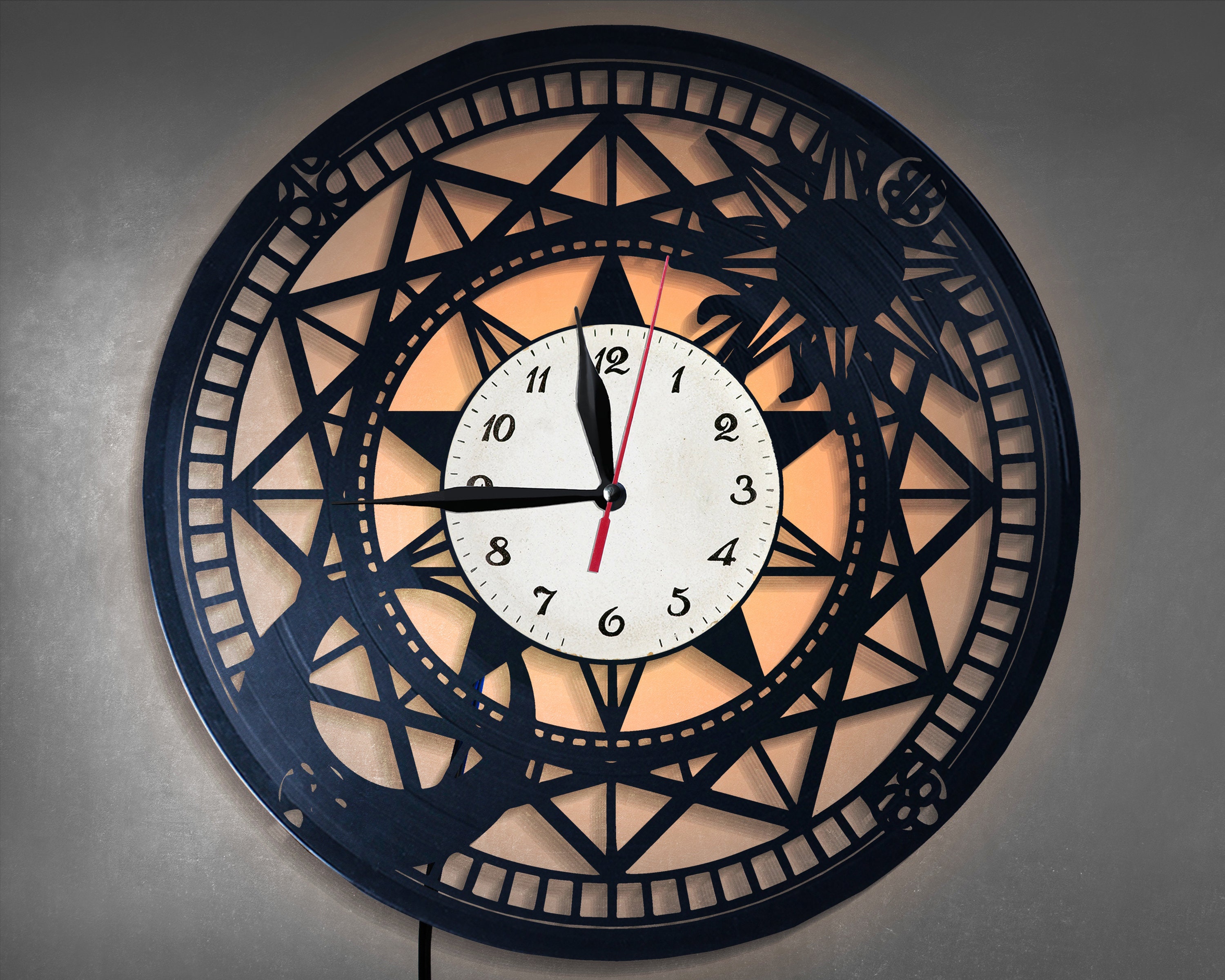 Nightlight Wall clock Led Light Wall Clock Wall Art Wall Etsy