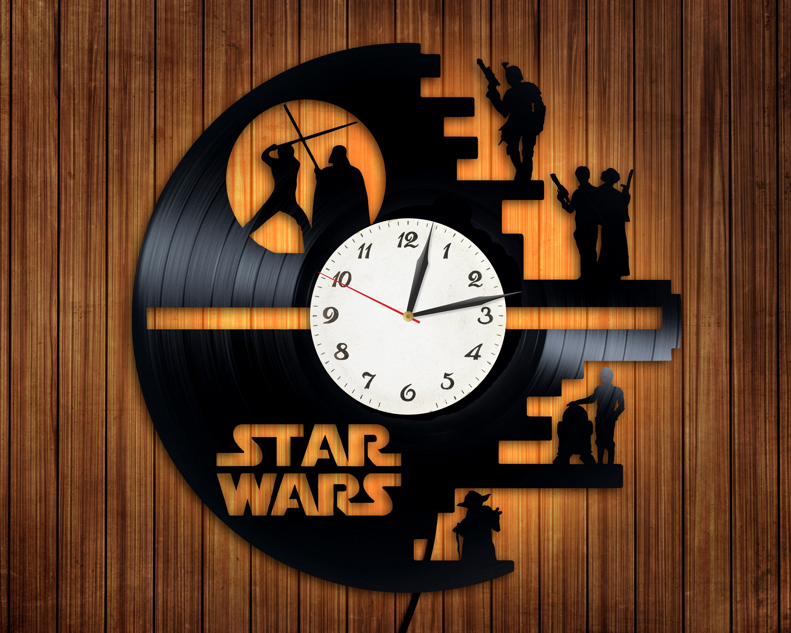 Star Wars Wall Decor Star Wars Clock Vinyl Records Wall Etsy