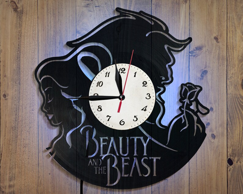 Disney Vinyl Clock Beauty and the Beast Nursery Decor Room Etsy