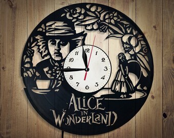 Alice in Wonderland, Clocks for Wall, Living Room, Wall Clock, Farmhouse Wall Clock, Clock Unique Silent Wall Clock, Home Decor, Wall Art