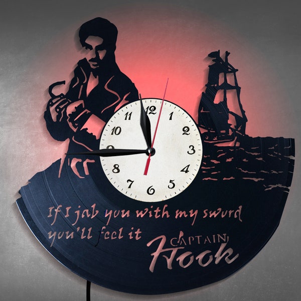 Captain Hook Vinyl Wall Clock, Once Upon A Time Clock, Vinyl Clock, Decorate Home,  Wall Art, Wall Clock Art, Captain Hook Vinyl Art
