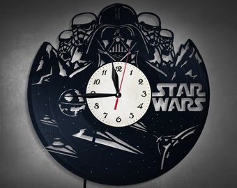 Darth Vader, Wall Clock, Vinyl Records Wall Clock, Wall Record Clock, Star Wars Print, Star Wars Gift, Star Wars Clock, Star Wars Decor V189