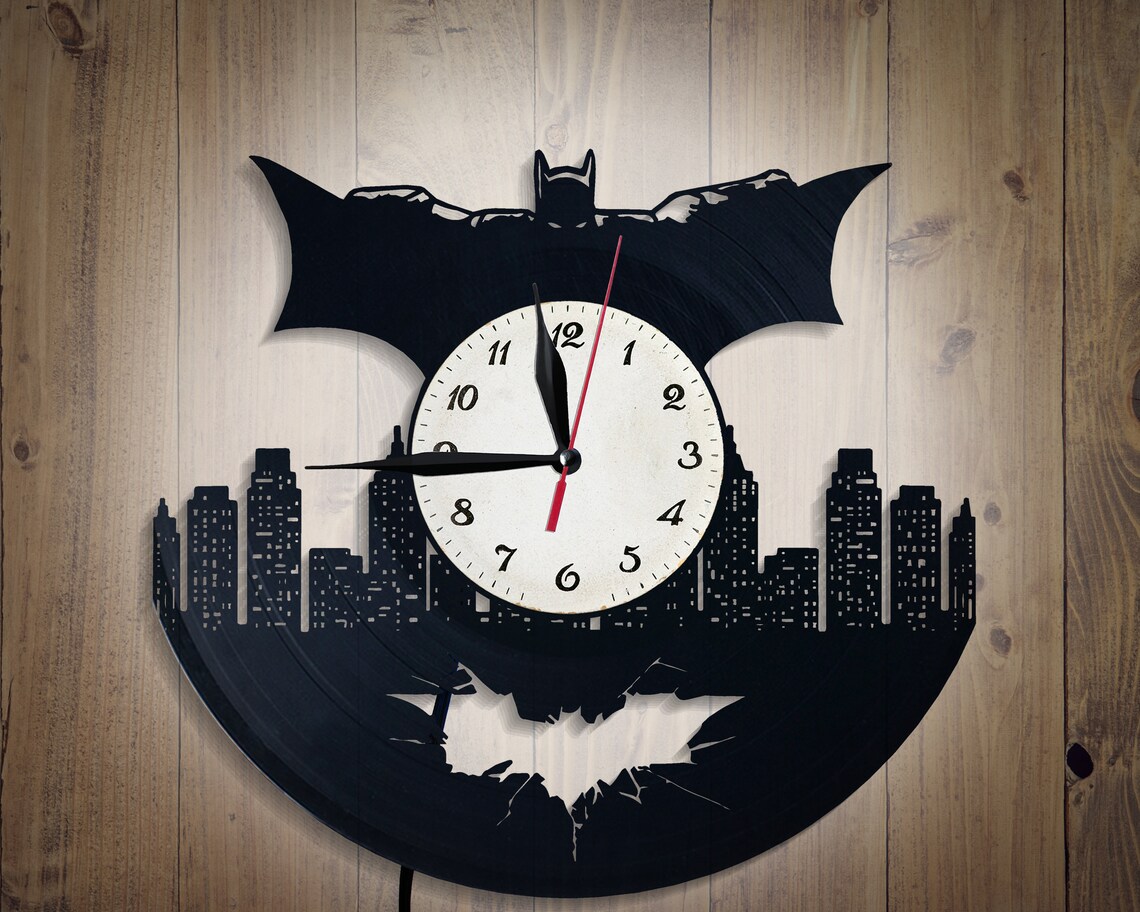 Batman Clock Batman Print Minimalism Clock Batman Vinyl Etsy