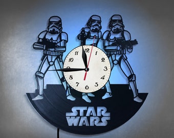 Star Wars, Vinyl Clock,LED Wall Decor, Room Decor, Kitchen Wall , Ideas for Home, Vinyl Clock, Star War Clock, Wall Art Gift Star War V146