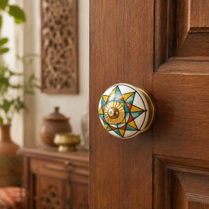 Hand Painted Ceramic Drawer Knobs, Colorful Floral Boho Furniture Hardware image 3