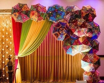 Wedding decoration Umbrellas , Jaipuri Print Indian umbrellas Set of 5