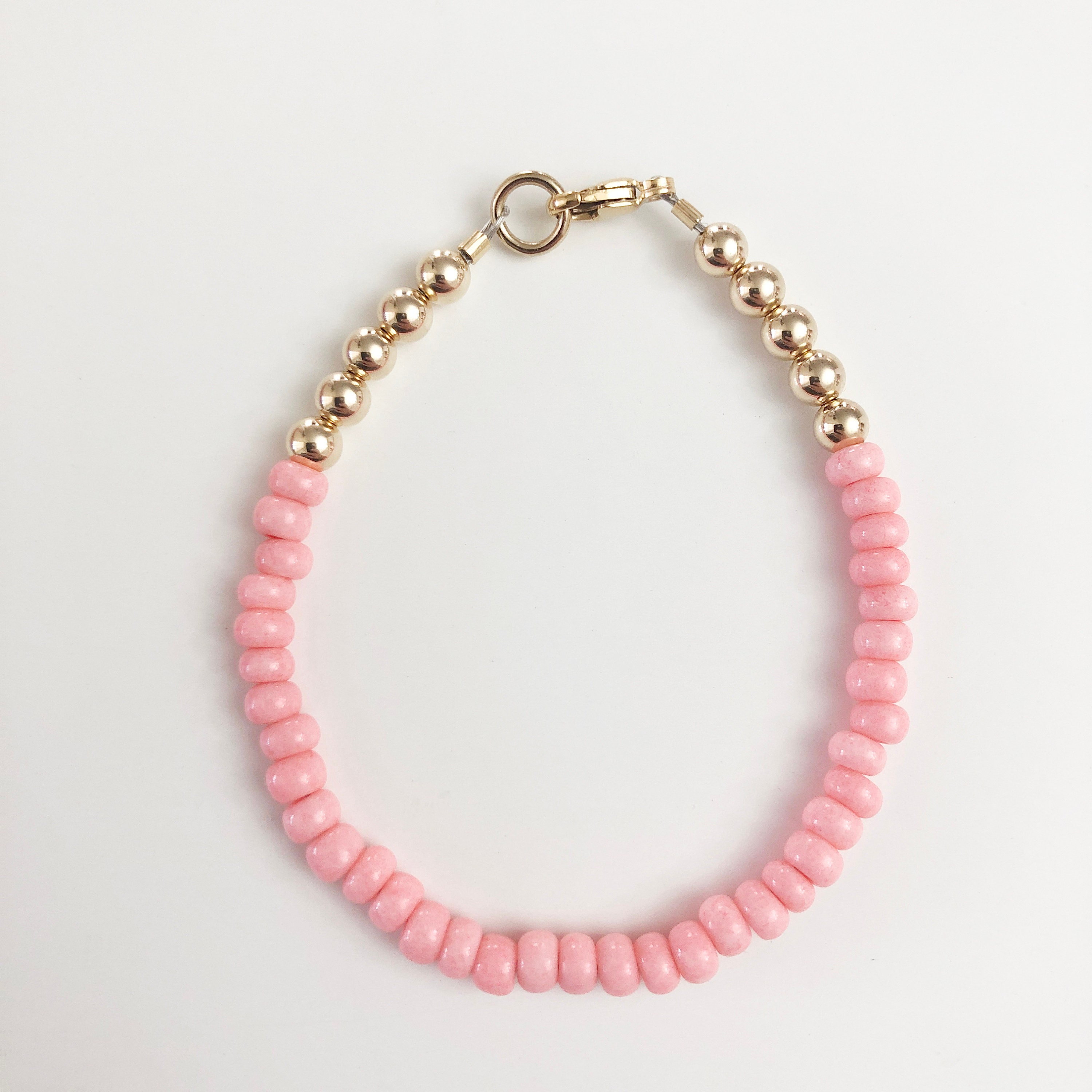 Light pink beaded baby bracelet Personalized name pink Etsy