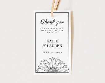 PARMA Set of favor tags template, wedding favor tags printable, round tag, square tag, thank you tag, editable botanical tag, daisy tag