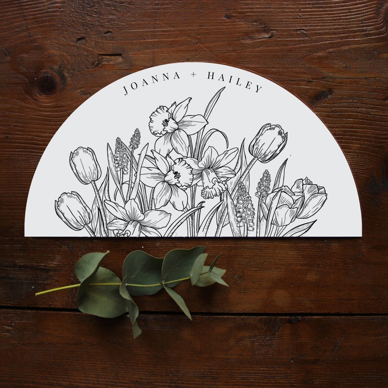 TORINO Wedding Tulips Fan, Printable Wedding Fan Template, Editable Fan, Botanical Wedding Fan ...