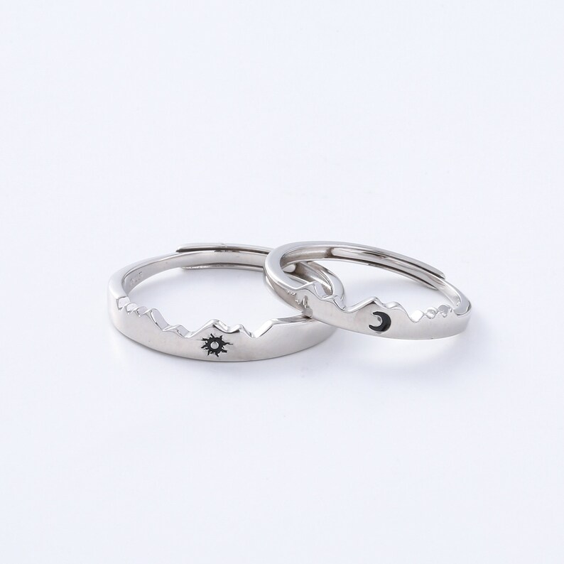 Sun Moon Silver Couple Rings Matching Rings Promise Rings - Etsy