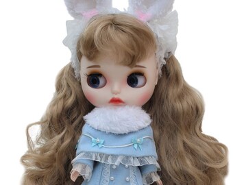 vestido luxuoso de inverno blythe com fecho de orelhas de coelho azul