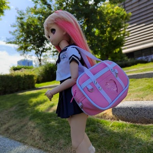 Mode poupée cartable sac de poupée style japonais sac d’école poupée toile sac fait à la main pour 1/4 poupée et 1/3 poupée
