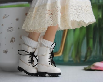 blythe sapatos botas com cadarço branco