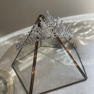 Bridgerton Style Tiara in Real Cubic Zirconia Crystal, Regency Bridal Headpiece Crown ~ ESTATE ~
