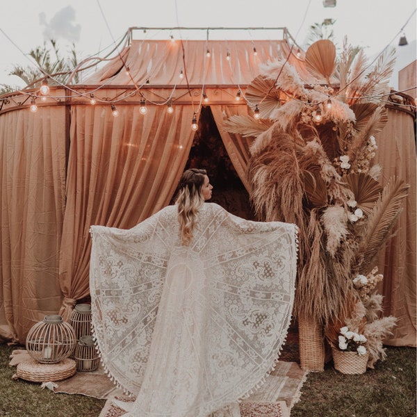 Bridal Wedding Cape Dress, Bridal Lace Cover Up Cloak for Bohemian Wedding Fairytale ~ CLEMENTINE