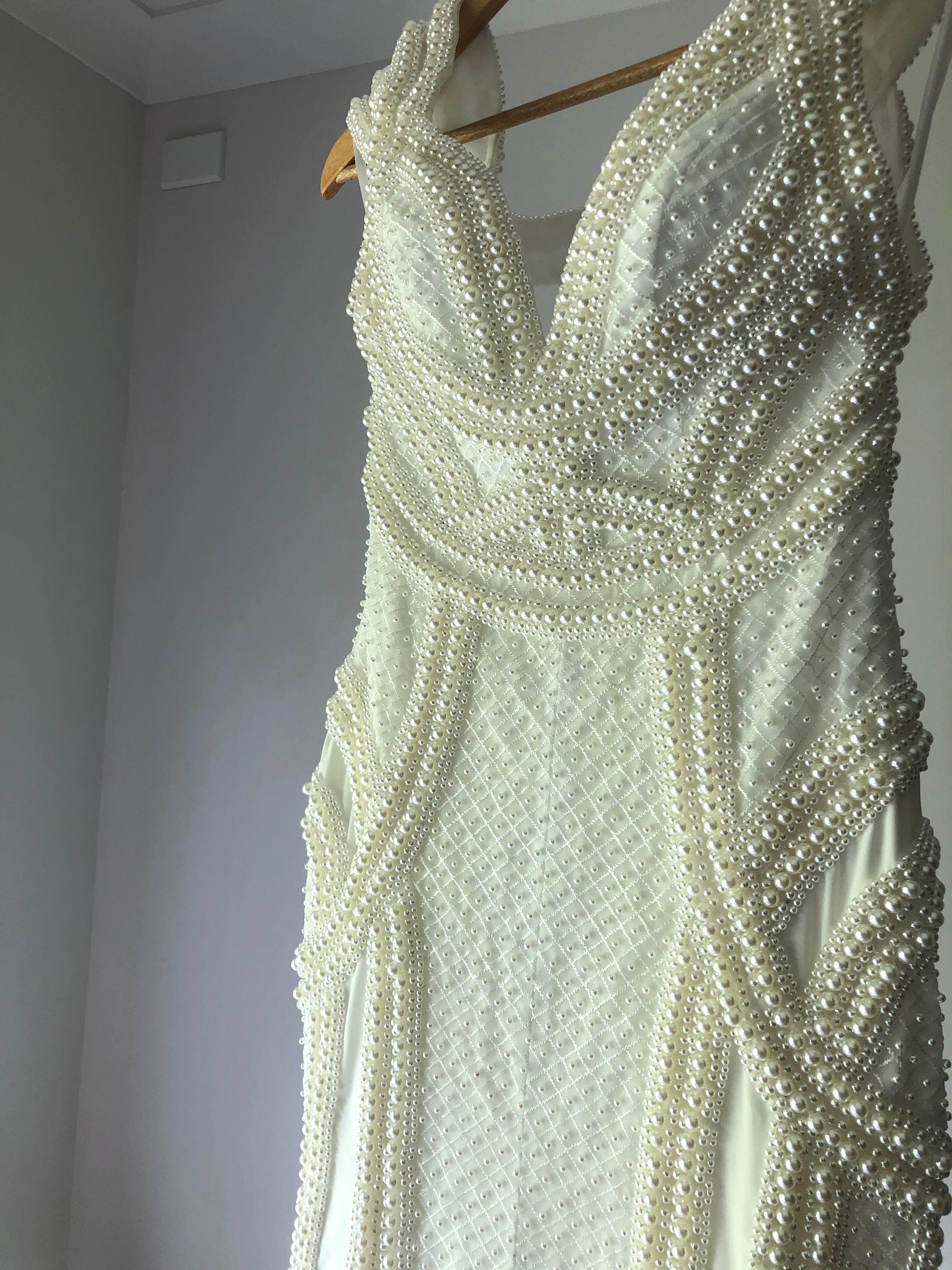 Vestido de novia perla único con espalda abierta vestido de - Etsy México Vestido de novia perla único con espalda abierta vestido de - Etsy México