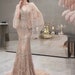 Gatsby Vintage Style 20’s Pink Wedding Dress With Crystal beading & Ostrich feather, in Caramel Pink Blush ~ NOELLE