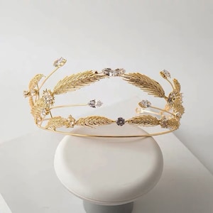 Wedding Tiara, Grecian Style Bridal Wedding Headband Crown in Gold with Crystal Detail ASTEROPE