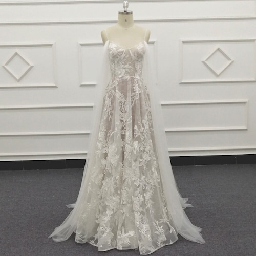 real elegant luxurious lace ivory flower pattern wedding dresses main image 0