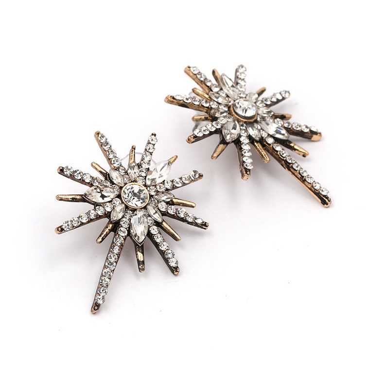 Dazzling Bridal Starburst Art Deco Style Crystal Earrings - Etsy