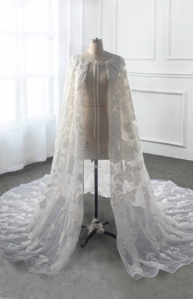 Dramatic Bridal Wedding Cape Cloak for Winter or Fairytale wedding DANTE image 2