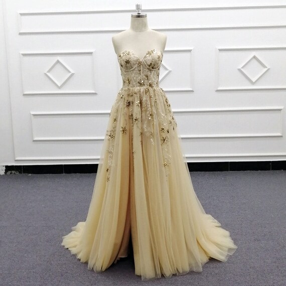 Vestido de novia celestial vestido de novia con lentejuelas | Etsy España