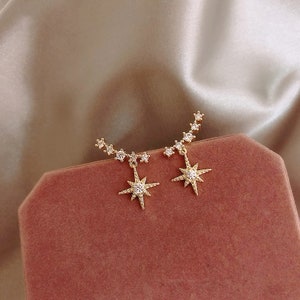 Star Shaped Celestial Climbing Earrings for Wedding or Everyday Gift ~ NEPTUNE